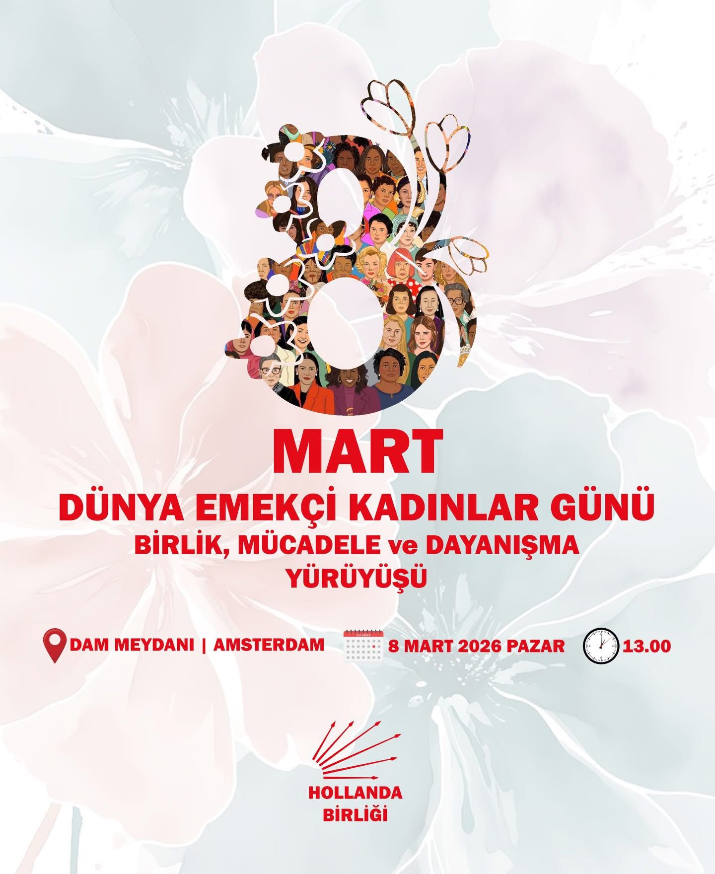 8 Mart’ta Amsterdam’da Kadın Hakları İçin Yürüyüşe Katılım Çağrısı