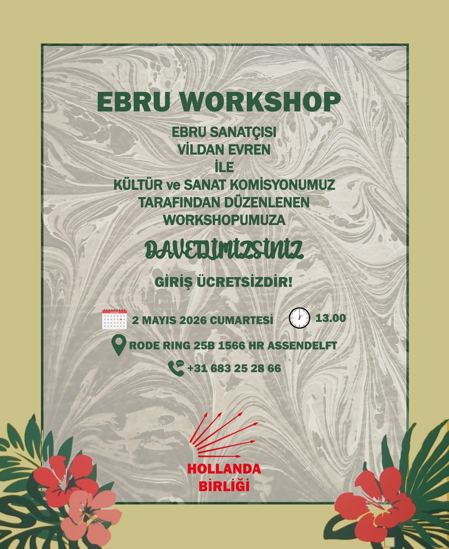 CHP Hollanda Birliği’nden Sanata Davet: Ebru Workshop Etkinliği
