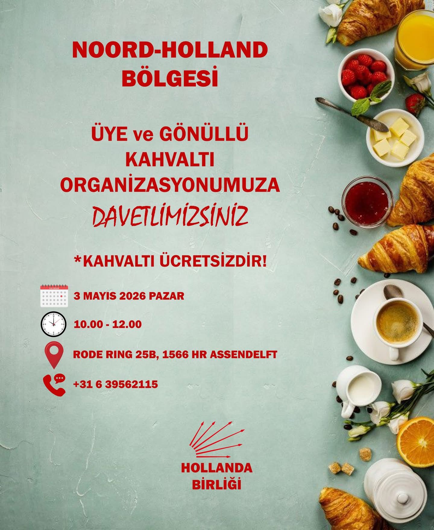CHP Hollanda Birliği’nden Noord Holland Bölgesinde Kahvaltı Buluşması